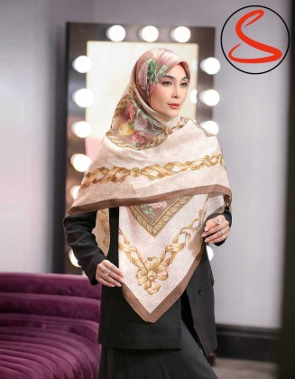 روسری نخی سیا اسکارف کرم قهوه ای کد C24997