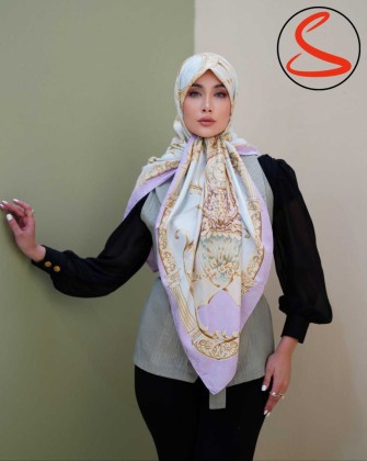 روسری ابریشم ژاکارد وارداتی یخی کد C25018