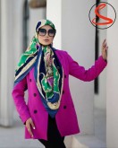 روسری ابریشم ژاکارد وارداتی سرمه ای کد C25025