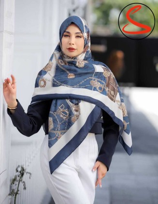 روسری نخی سیا اسکارف سرمه ای کد C25074