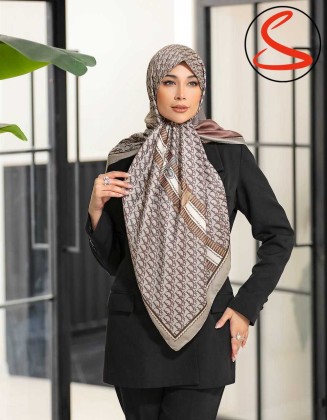 روسری نخی سیا اسکارف قهوه ای کد C25123