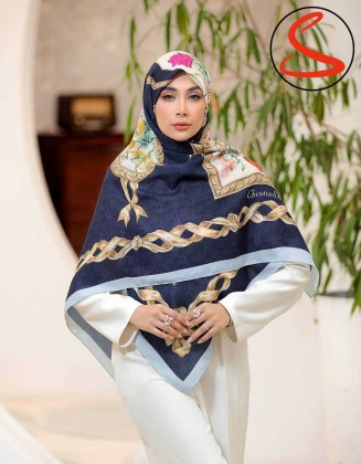 روسری نخی سیا اسکارف آبی کد C25130