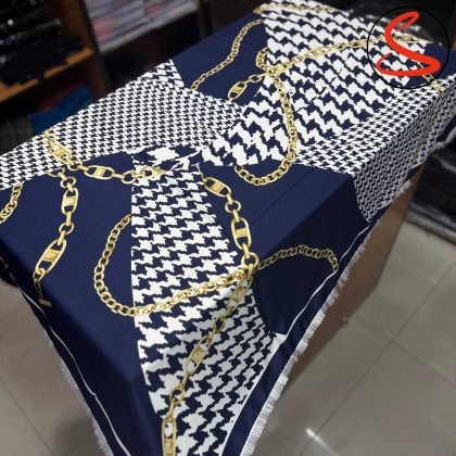 روسری ابریشم ریشه سوزنی آبی کد C25158