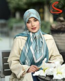 روسری ابریشم ژاکارد آبی کد C25473