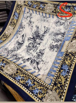 روسری ابریشم ژاکارد وارداتی سرمه ای کد C25627