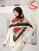 روسری سیا اسکارف گلدار قرمز مشکی کد C25760