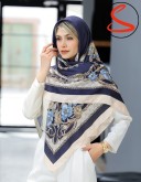 روسری سیا اسکارف گلدار سرمه ای کد C25886