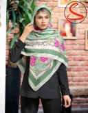 روسری سیا اسکارف گلدار سبز کد C25893