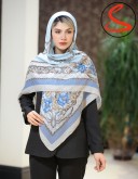 روسری سیا اسکارف گلدار آبی کد C25907