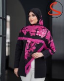 روسری نخی یونیک گلدار صورتی کد C26061