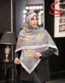 روسری سیا اسکارف گلدار طوسی کد C26138