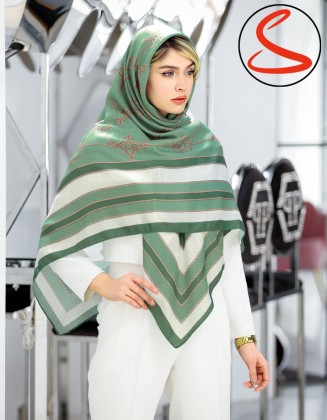 روسری سیا اسکارف طرح طناب سبز کد C26159