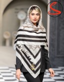 روسری سیا اسکارف طرح طناب سفید مشکی کد C26166