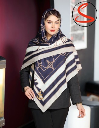 روسری سیا اسکارف طرح طناب سرمه ای کد C26173