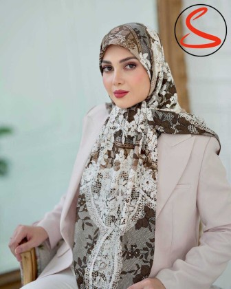 ابریشم ژاکارد وارداتی قهوه ای کد C26551