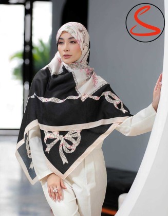 روسری سیا اسکارف سفید مشکی کد C26600