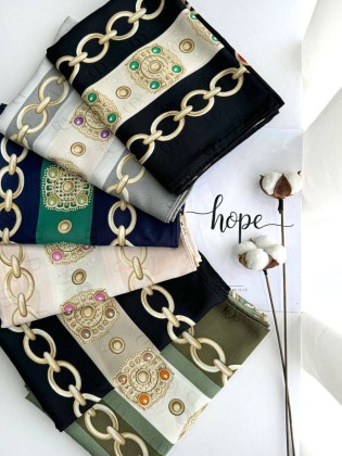 روسری ابریشم ژاکارد وارداتی طوسی کد C23135