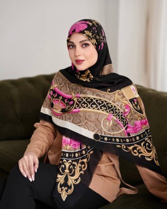 روسری نخی یونیک مشکی طلایی کد C23352