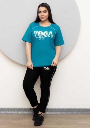 ست تیشرت و شلوار زنانه آبی کد M2749