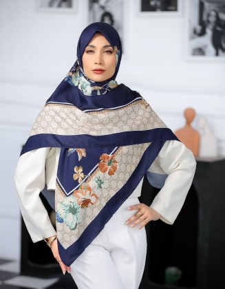 روسری نخی سیا اسکارف سرمه ای کد C24220