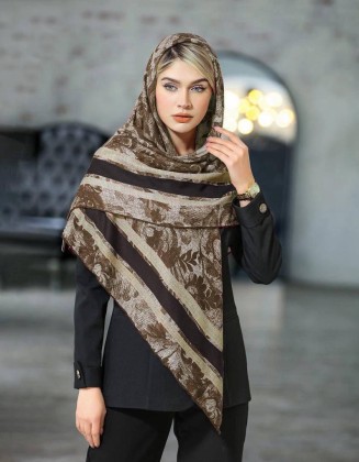 روسری نخی قهوه ای کد C24255
