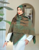 روسری نخ ژاکارد لمه دار زیتونی کد C24416