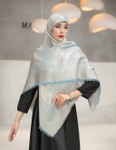 روسری نخ ژاکارد لمه دار آبی کد C24423