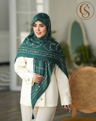 روسری نخی سیا اسکارف سبز کد C24647