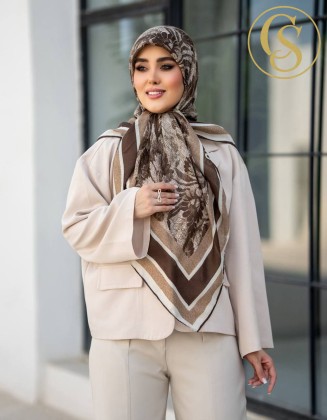 روسری نخی سیا اسکارف قهوه ای کد C24696