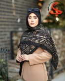 روسری سیا اسکارف پاییزه مشکی طلایی کد C24857