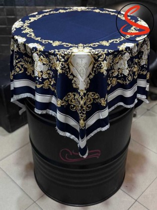 روسری ابریشم سرمه ای دور ریش کد C24962